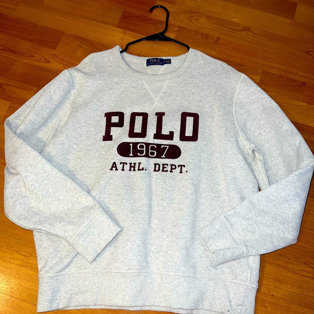Grey and maroon polo sweater size large